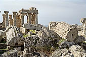 Selinunte the temple hill. Temple ruins crushed to the ground, like a fantastic work of art 